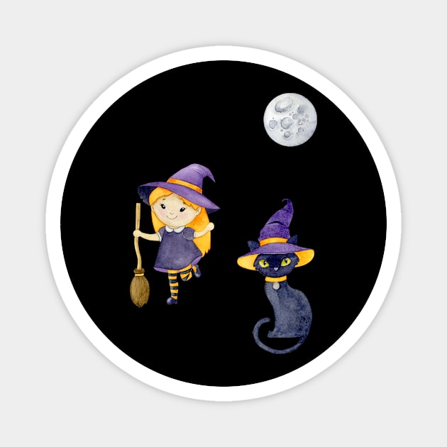 Halloween Witch Cat Magnet by fromherotozero